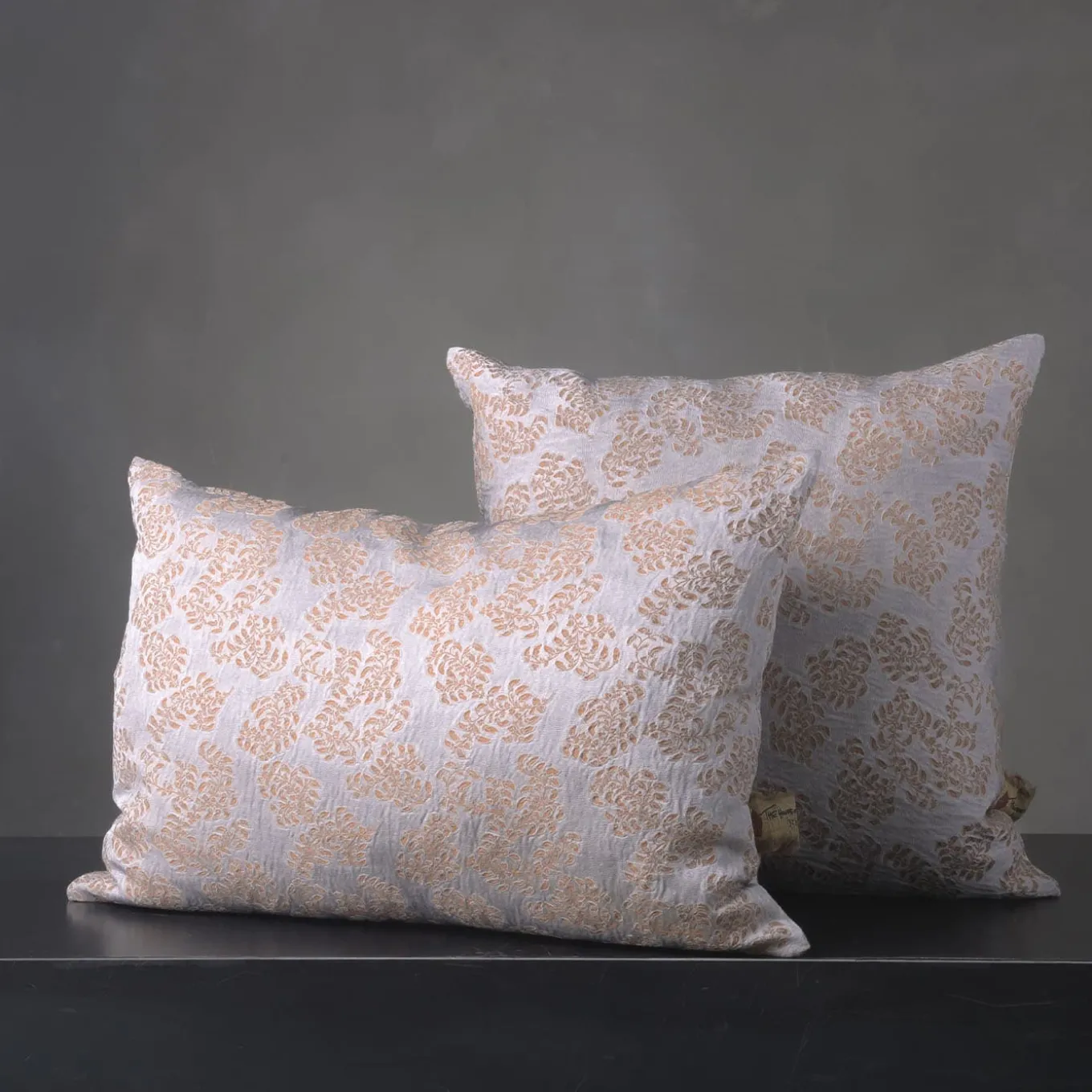 Murcia Rectangular Floral Silvery & Brown Jacquard Cushion