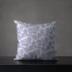 Murcia Square Floral Silvery & Blue Jacquard Cushion