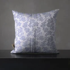 Murcia Square Floral Silvery & Blue Jacquard Cushion