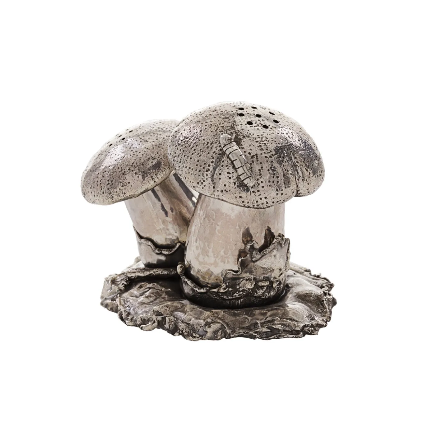 Mushroom Sterling Silver Salt and Pepper Cellar
