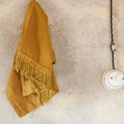 Mustard Towel Set with Long Fringe