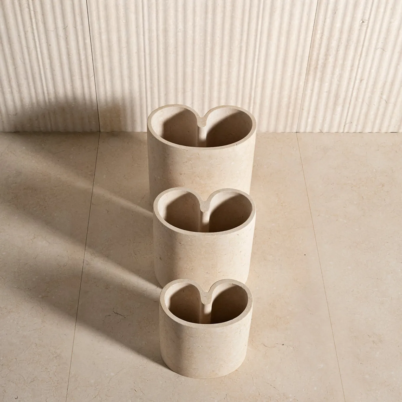 Muze Medium Beige Marble Decorative Vase