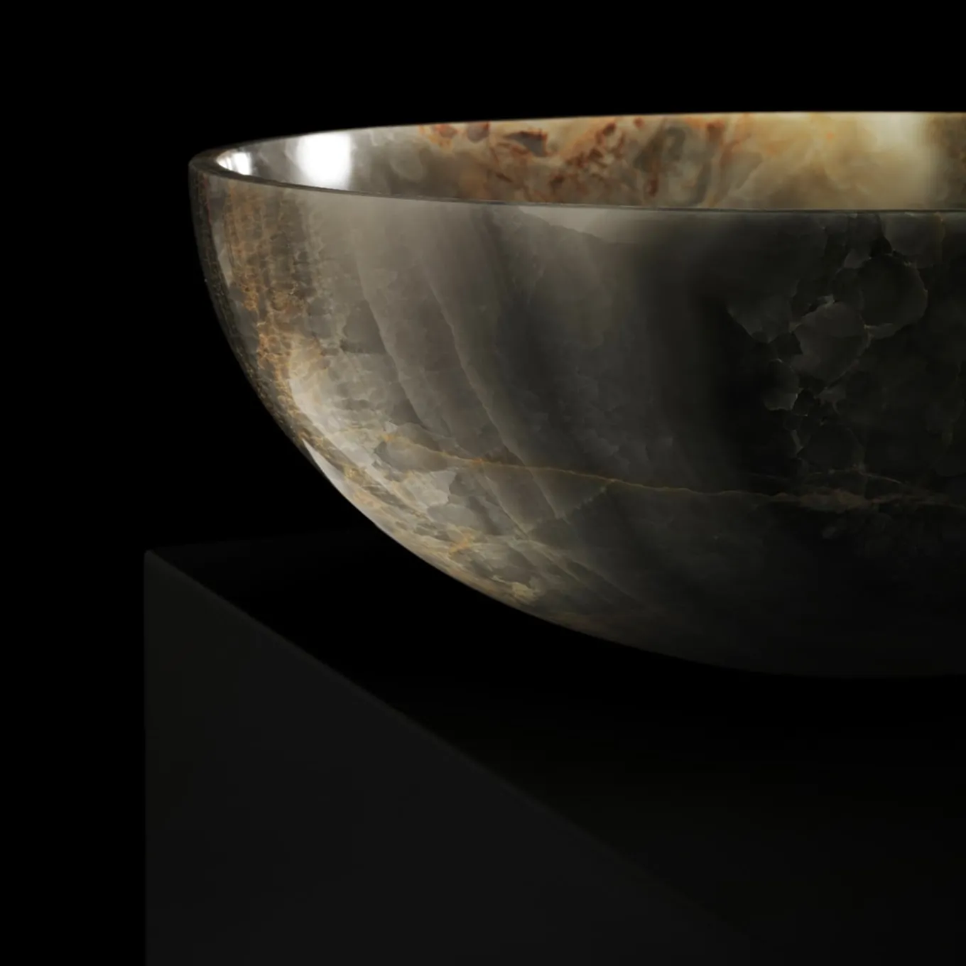 Nabhi Collection Bowl N.4 Small Washbasin in Light Sky Onyx