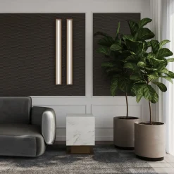 Nahul Calacatta White Marble With Metal Base Side Table