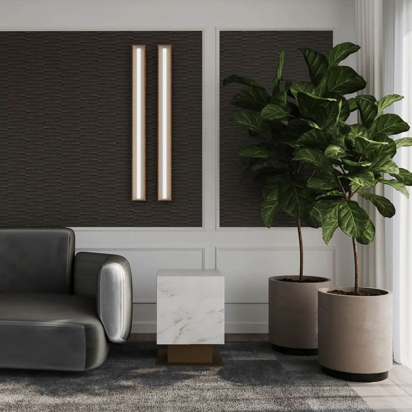 Nahul Calacatta White Marble With Metal Base Side Table