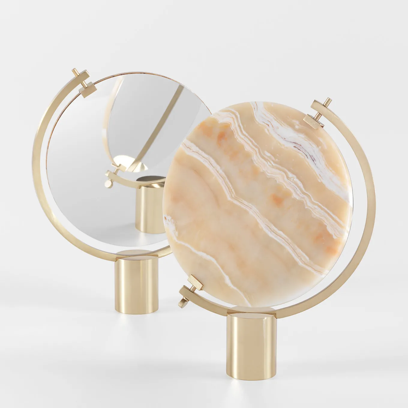 Naia Tabletop Mirror in Honey Onyx Marble by CTRLZAK