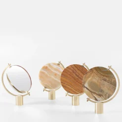 Naia Tabletop Mirror in Honey Onyx Marble by CTRLZAK