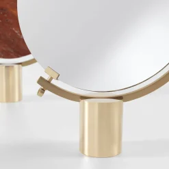 Naia Tabletop Mirror in Red Travertine Marble by CTRLZAK