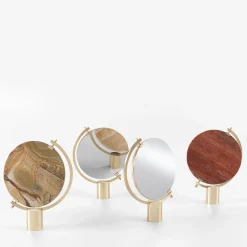 Naia Tabletop Mirror in Red Travertine Marble by CTRLZAK