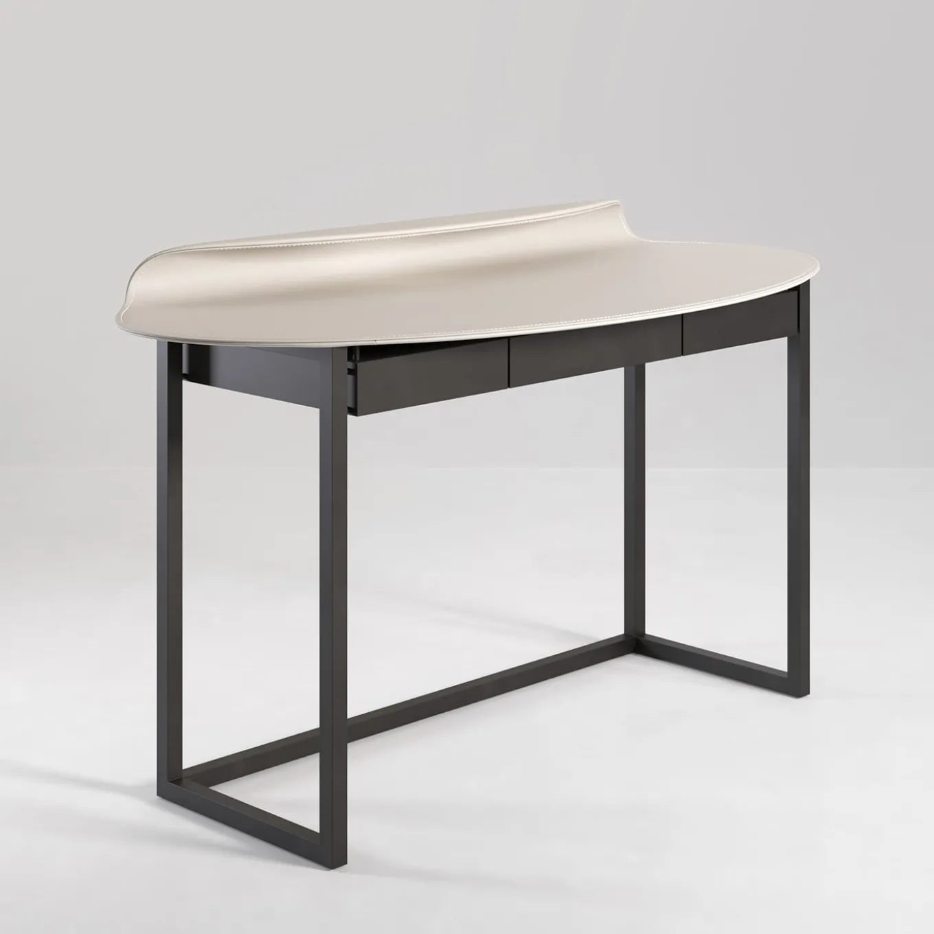 Nakamura Soul White And Black Matte Metal Desk With Drawers