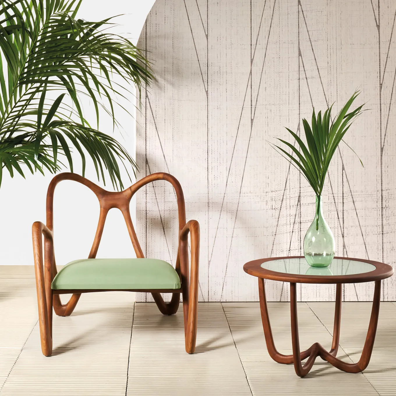 Nanto green Wood Outdoor Lounge armchair