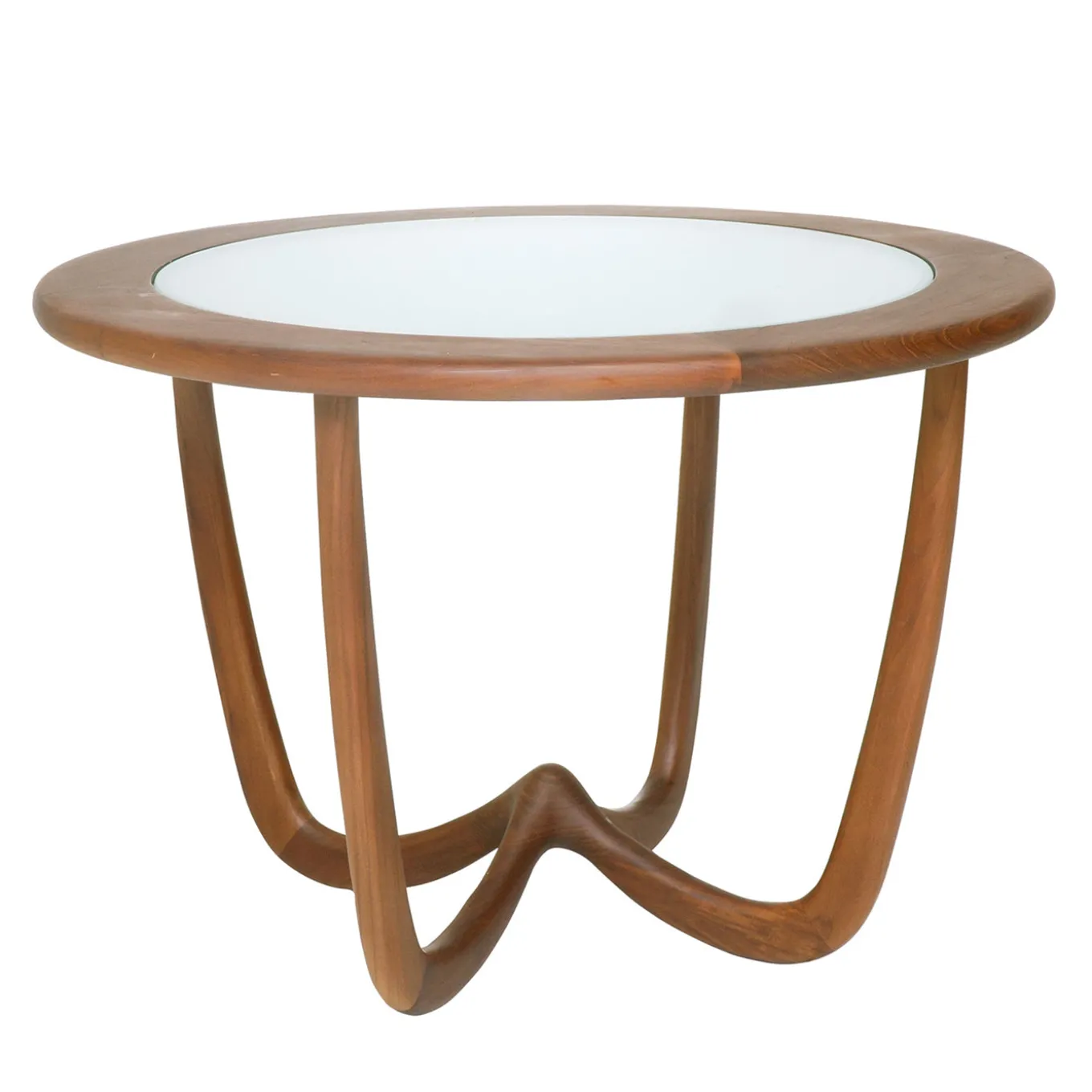 Nanto Round wood Outdoor Coffee Table with glass top