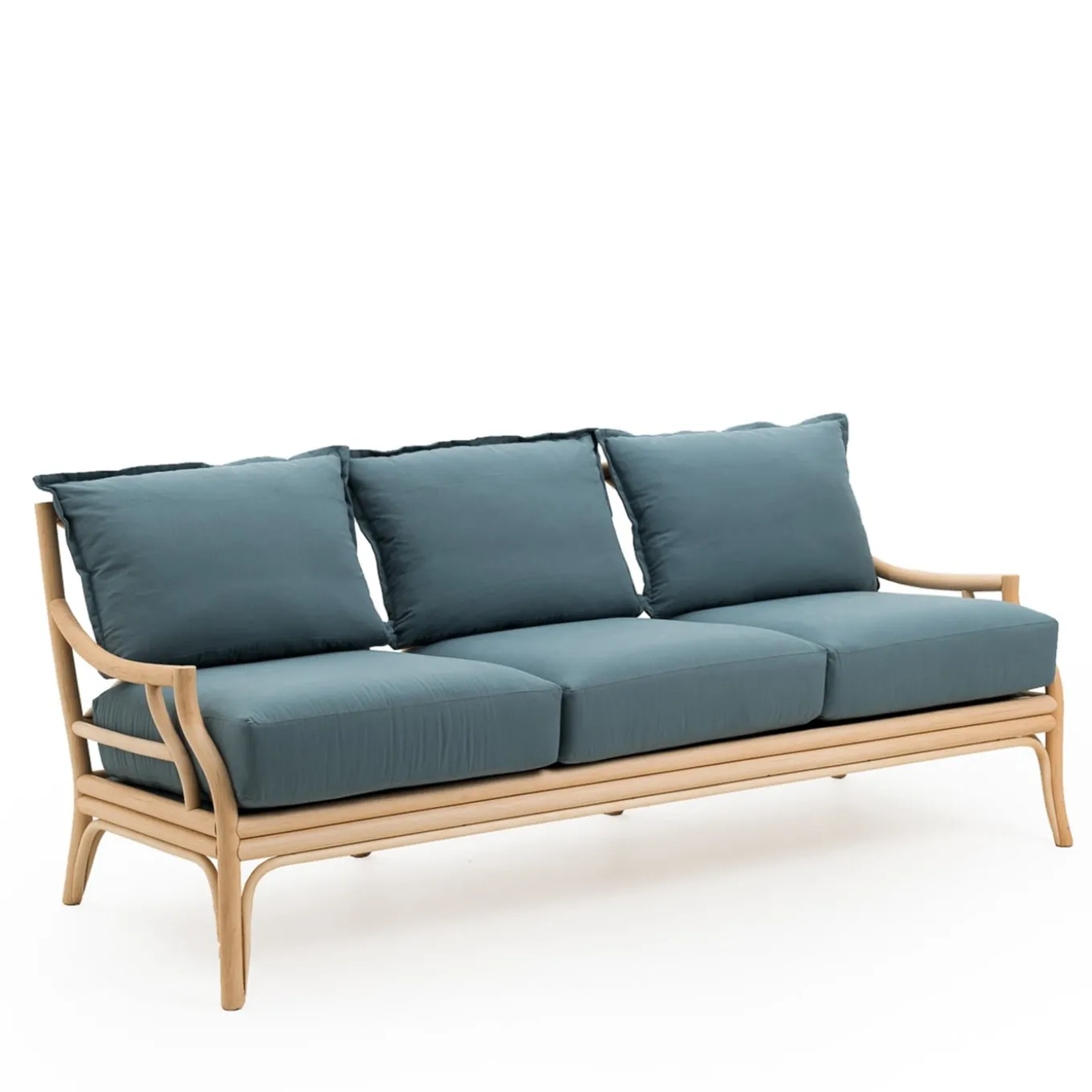 Natalie 3-Seater Teal Rattan Sofa