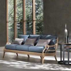 Natalie 3-Seater Teal Rattan Sofa