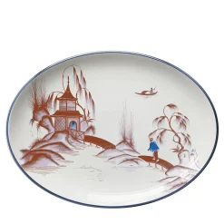 Natsumi Porcelain oval Serving Platter with japanese scenes