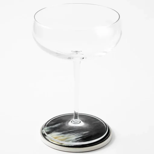 Natural White Black Horn Coasters 6 pcs