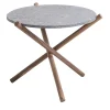 Naturam gray peperino stone with wooden legs side table