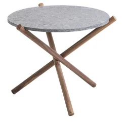 Naturam gray peperino stone with wooden legs side table