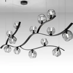Nature Chandelier with Fumé Glasses
