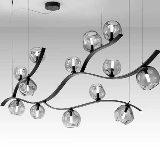 Nature Chandelier with Fumé Glasses