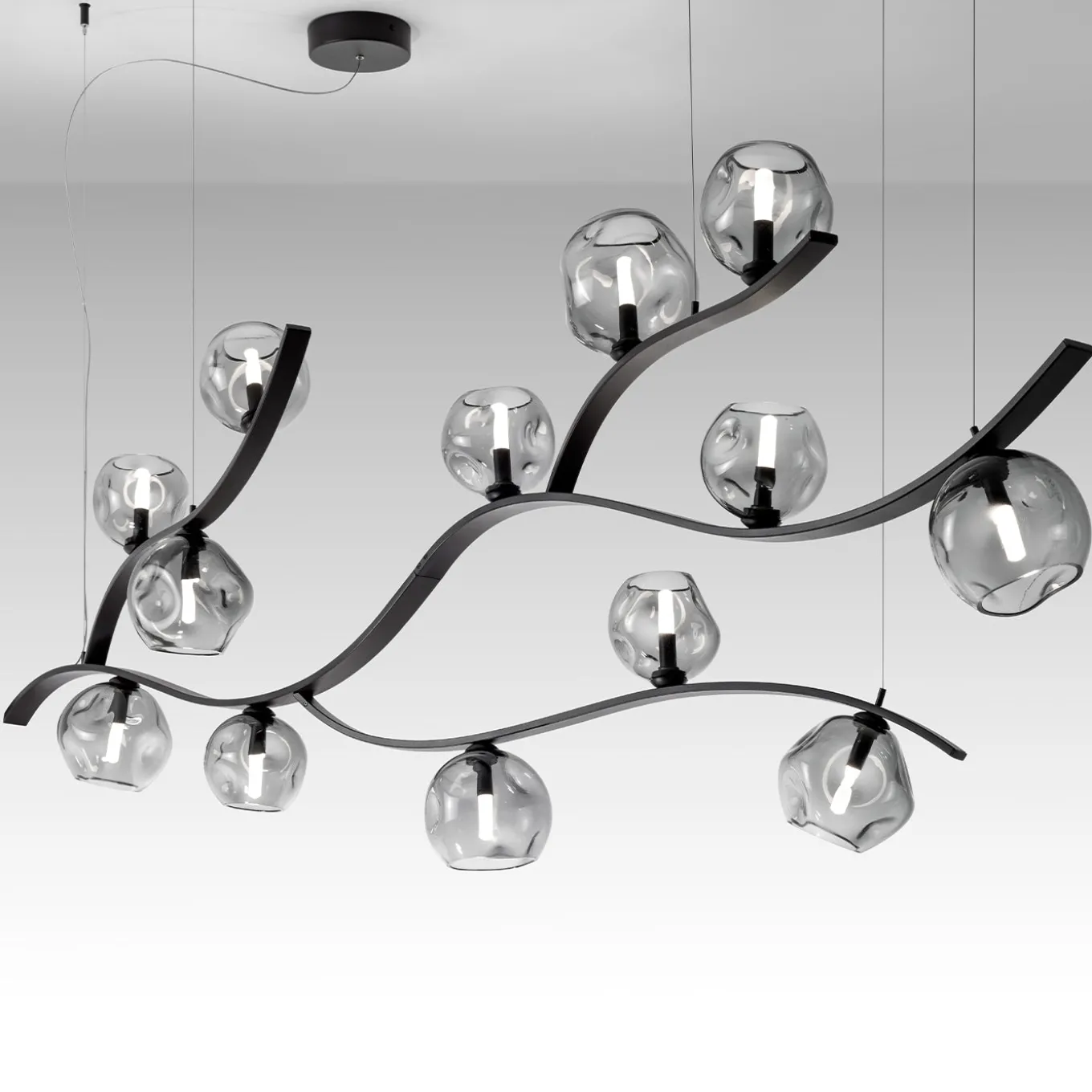 Nature Chandelier with Fumé Glasses