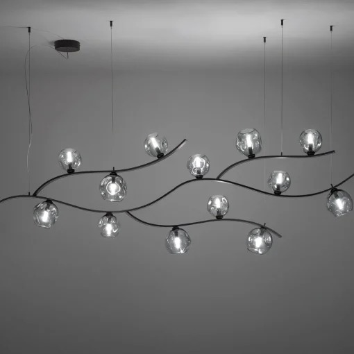 Nature Chandelier with Fumé Glasses