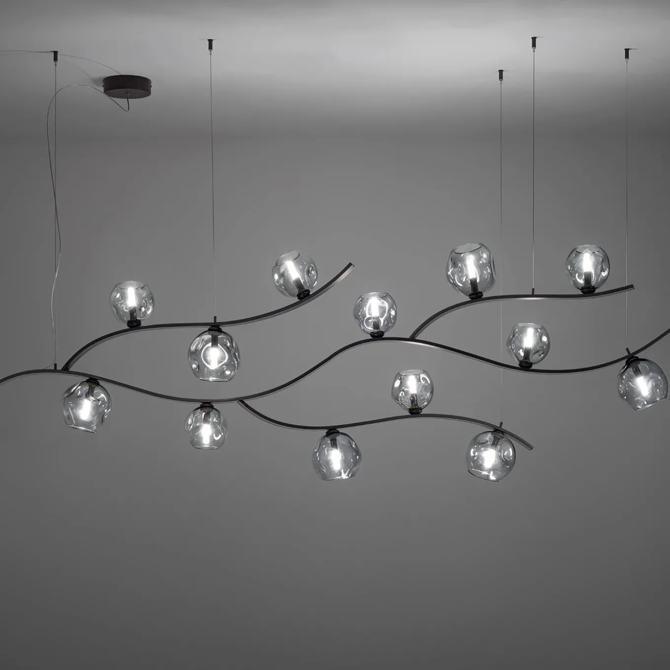 Nature Chandelier with Fumé Glasses