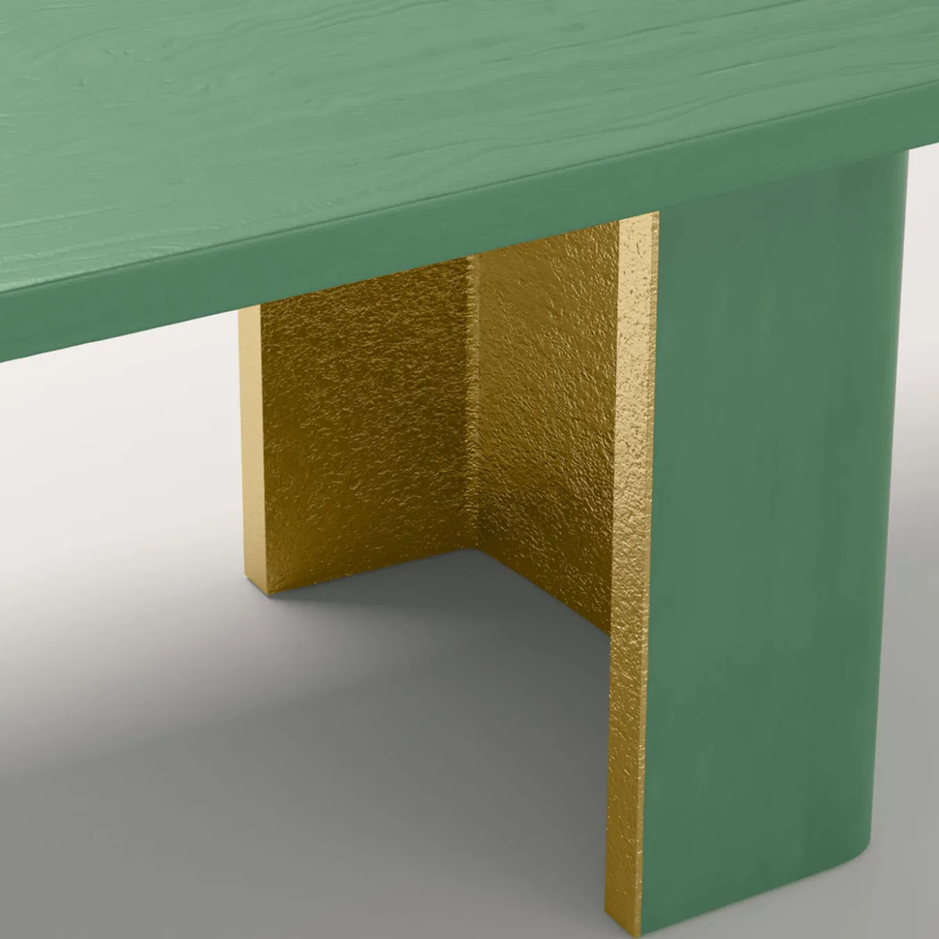 Nature Rectangular Green & Golden Wooden Dining Table