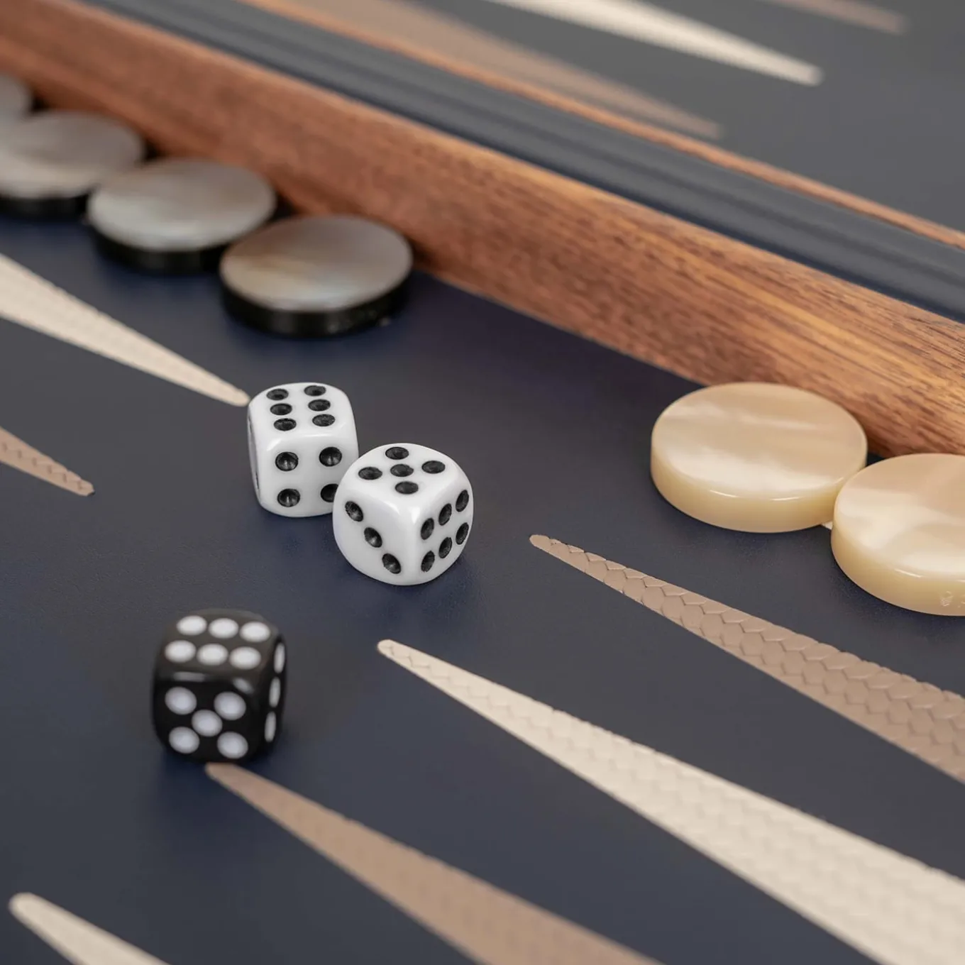 Navy Blue and Dove Gray Backgammon Board Game