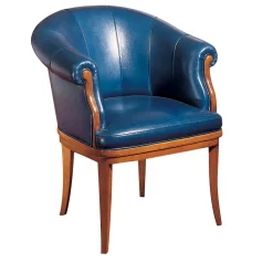 Navy Blue Leather Armchair