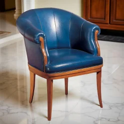 Navy Blue Leather Armchair