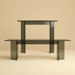 Naz Smoked Finish Glass Console