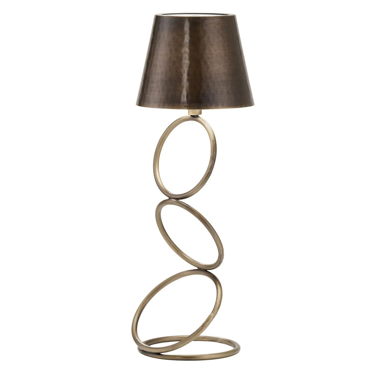 Nembus Rings Antiqued Brass Wireless Table Lamp by Itamar Harari