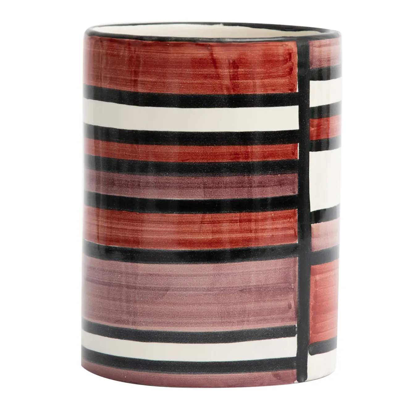 Nemesi Cylindrical Striped Rust Vase