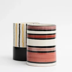 Nemesi Cylindrical Striped Rust Vase