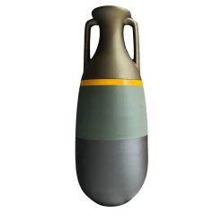 New Giant Teodosio Black Green Yellow And Bronze Outdoor Amphora