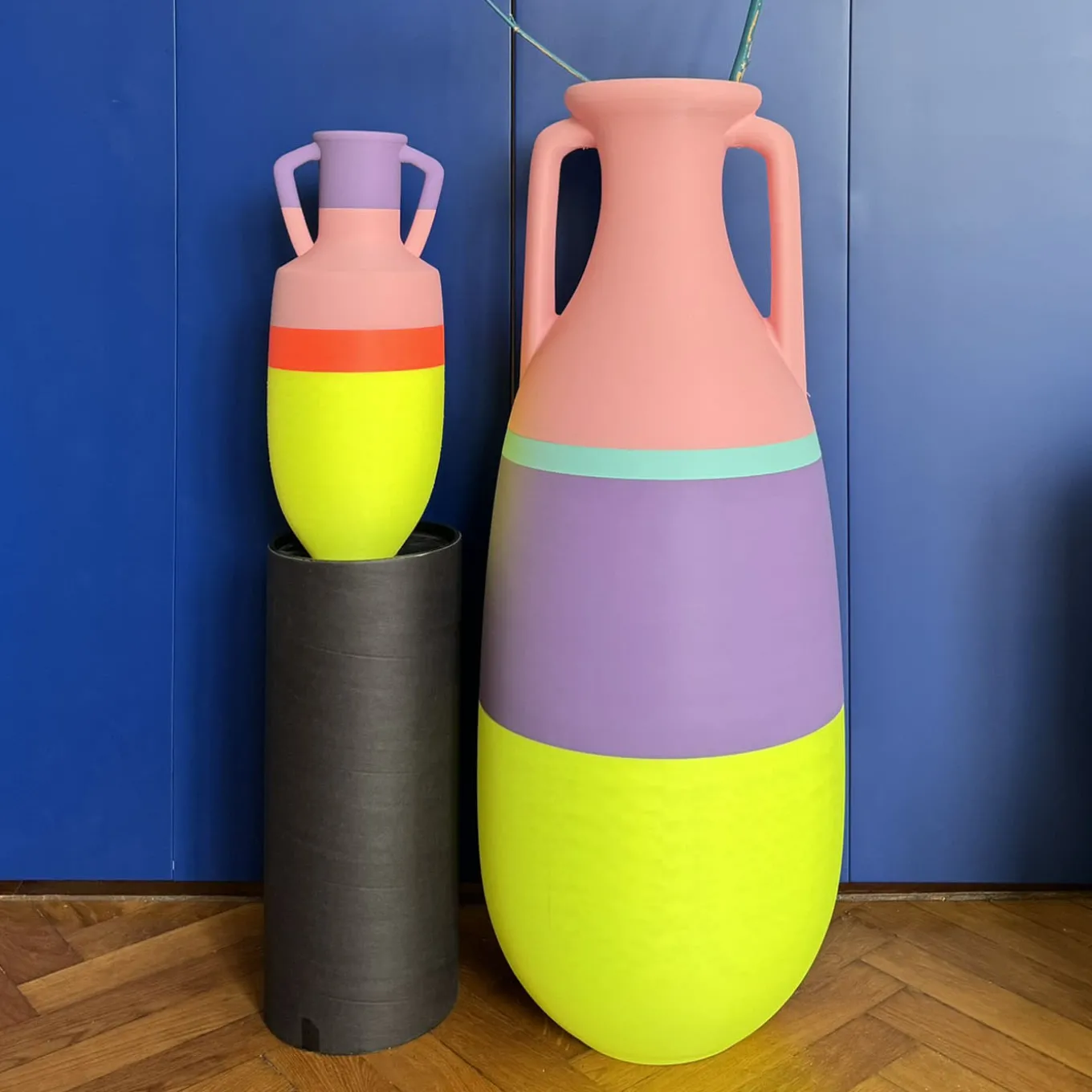 New Giant Teodosio Yellow Purple Light Blue And Pink Amphora