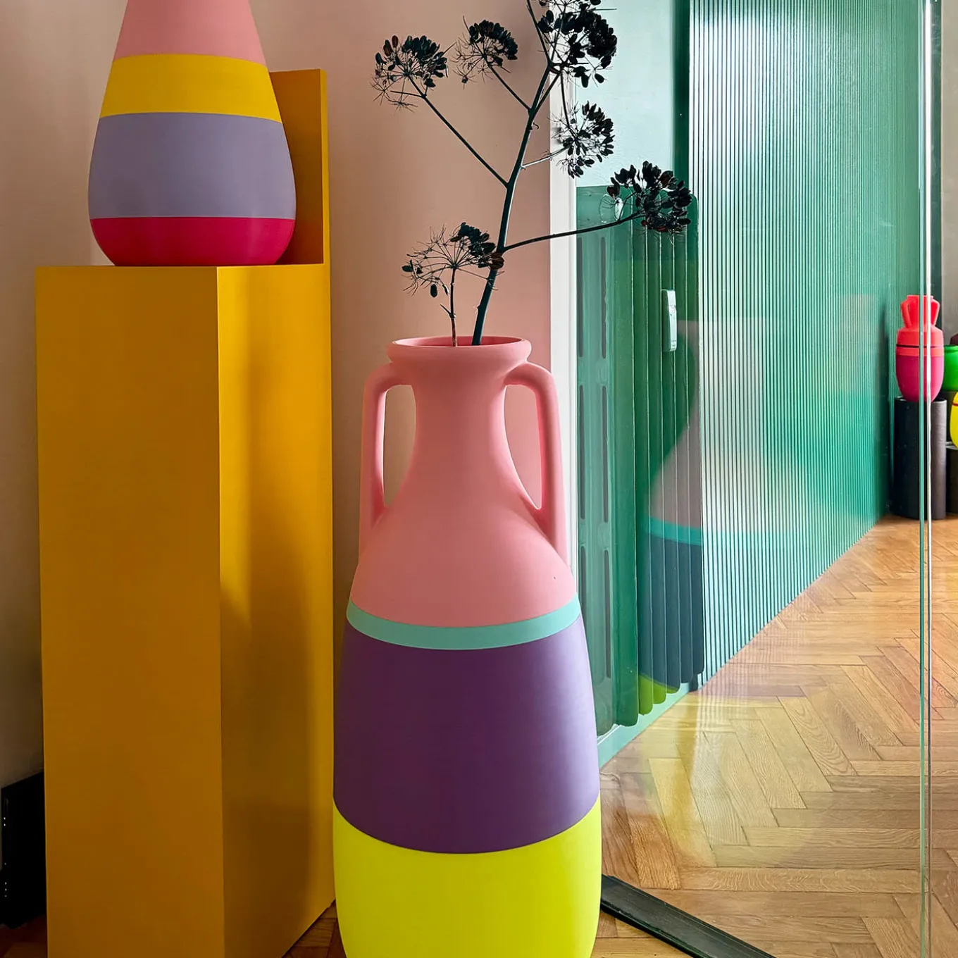 New Giant Teodosio Yellow Purple Light Blue And Pink Amphora