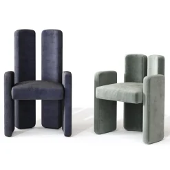 Nina Soft gray fabric low backrest armchair