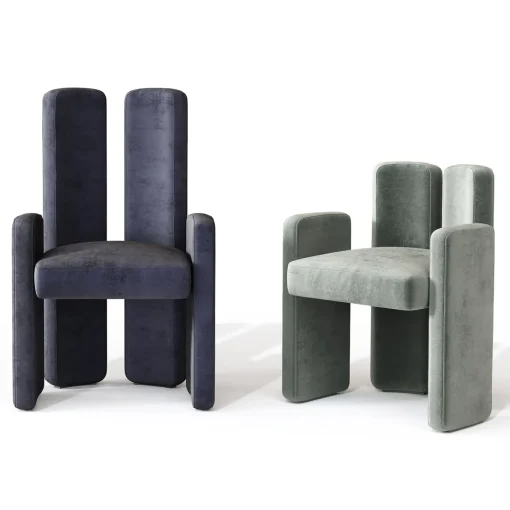 Nina Soft gray fabric low backrest armchair
