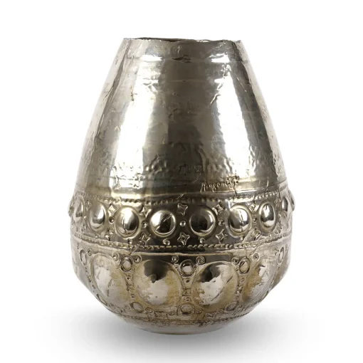 Niva Silver Ceramic Vase by Gabriele Mengoni