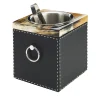Nives Black Leather & Horn Ice Bucket
