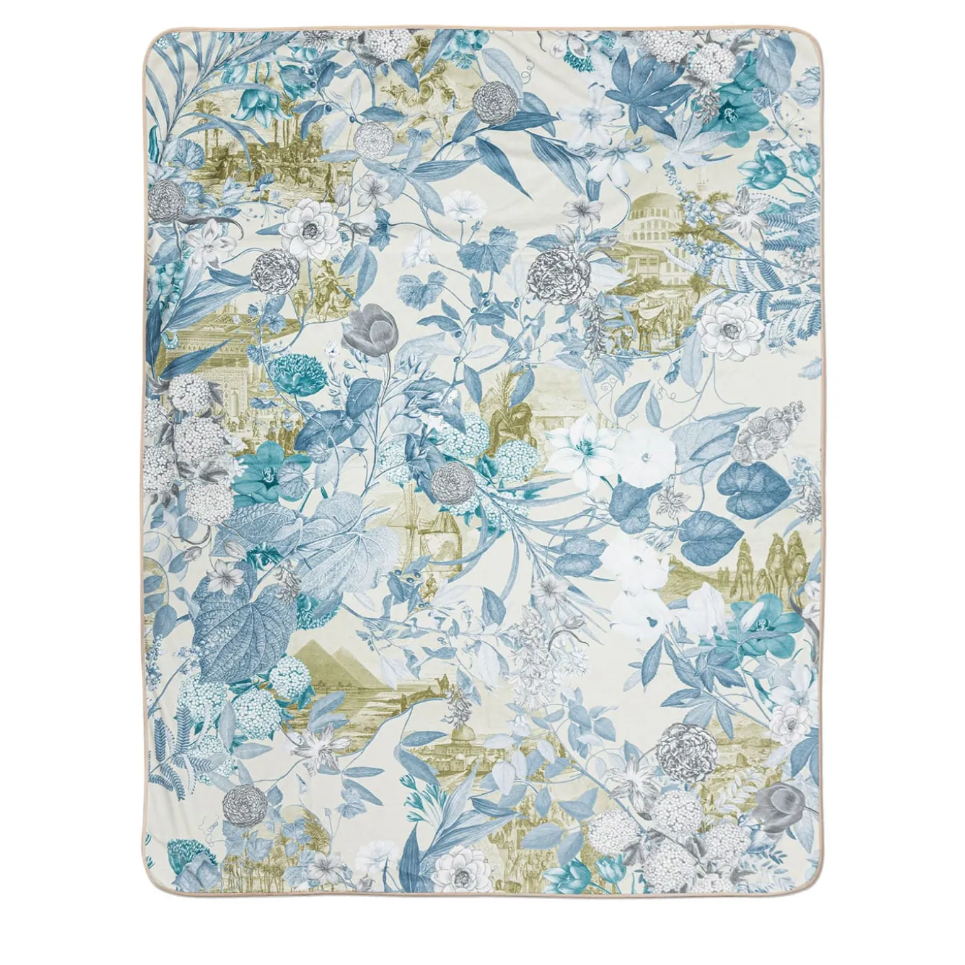 Notti D'Oriente velvet Plaid with branches flowers and landscapes