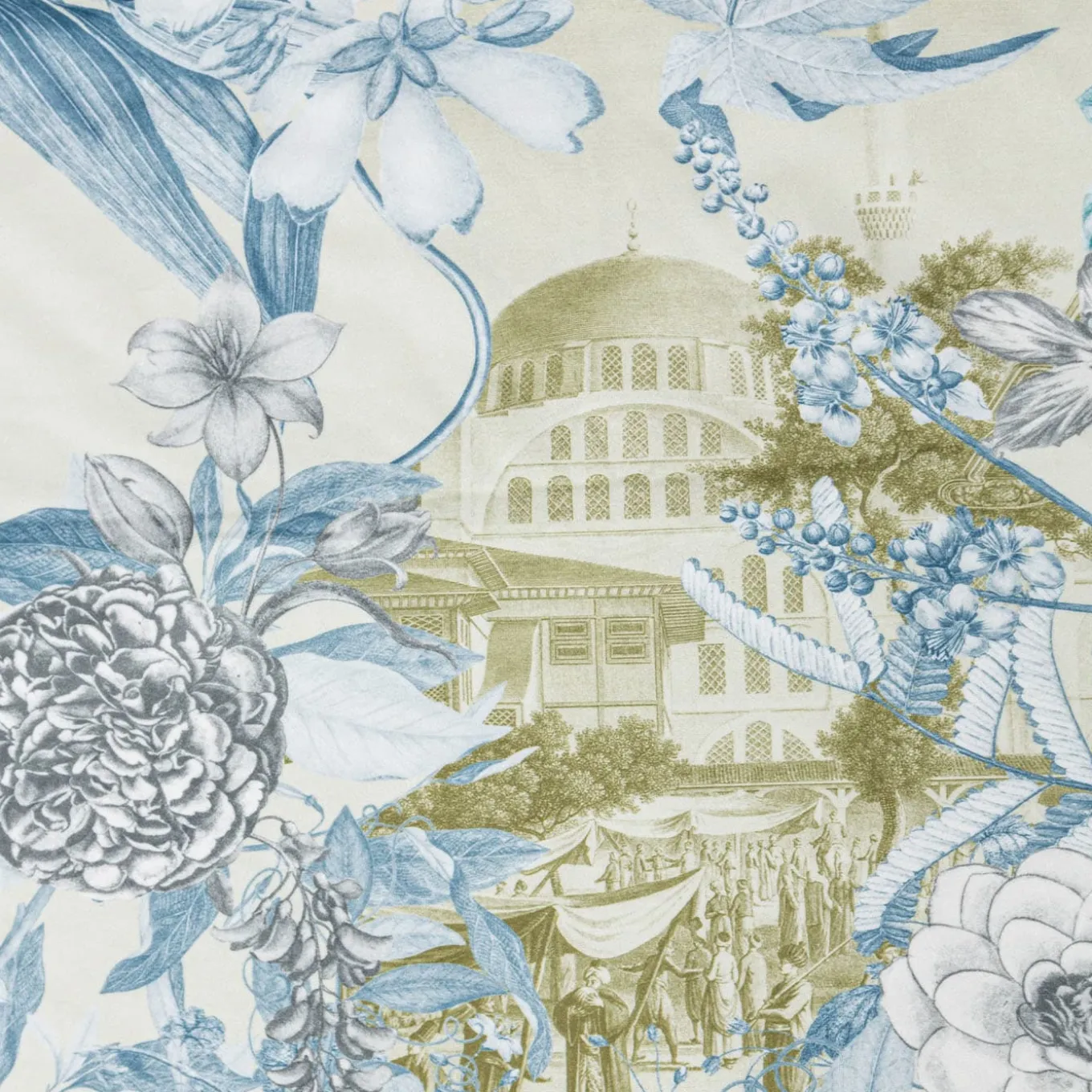 Notti D'Oriente velvet Plaid with branches flowers and landscapes