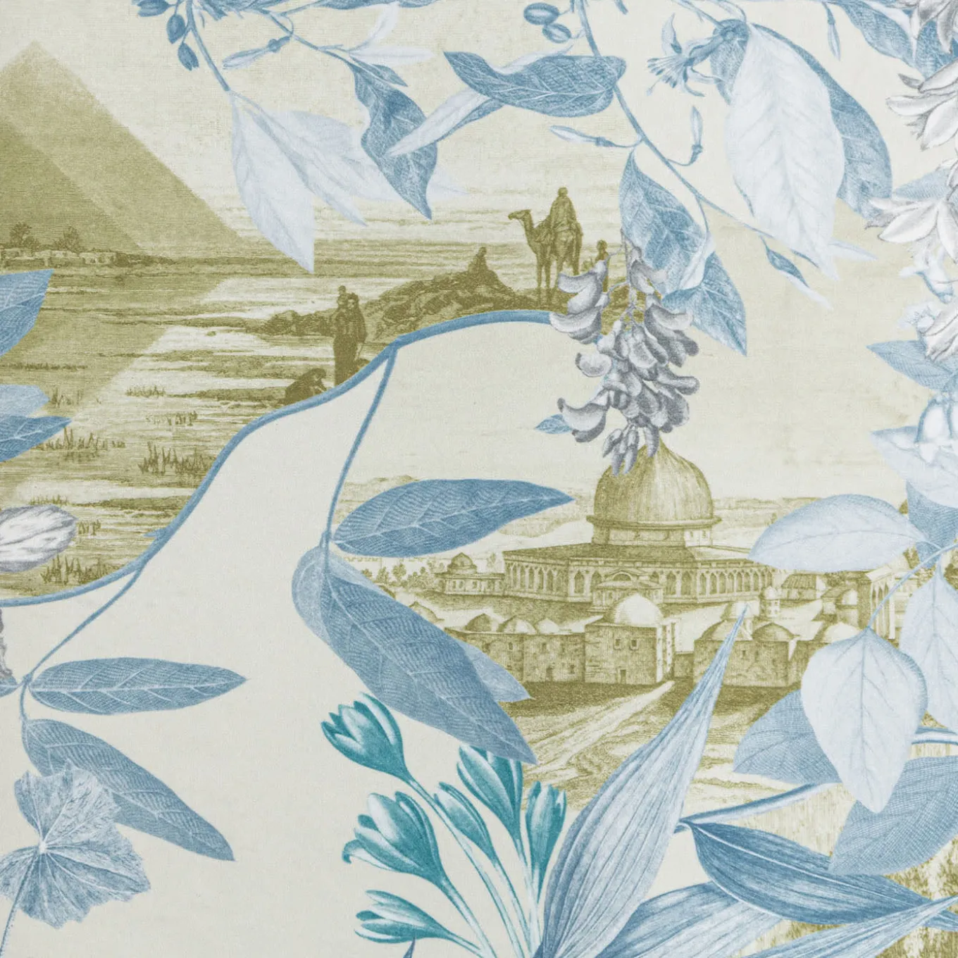 Notti D'Oriente velvet Plaid with branches flowers and landscapes