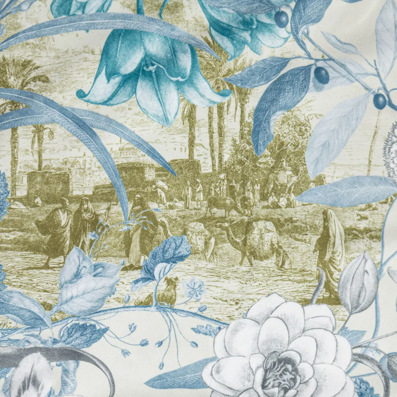 Notti D'Oriente velvet Plaid with branches flowers and landscapes
