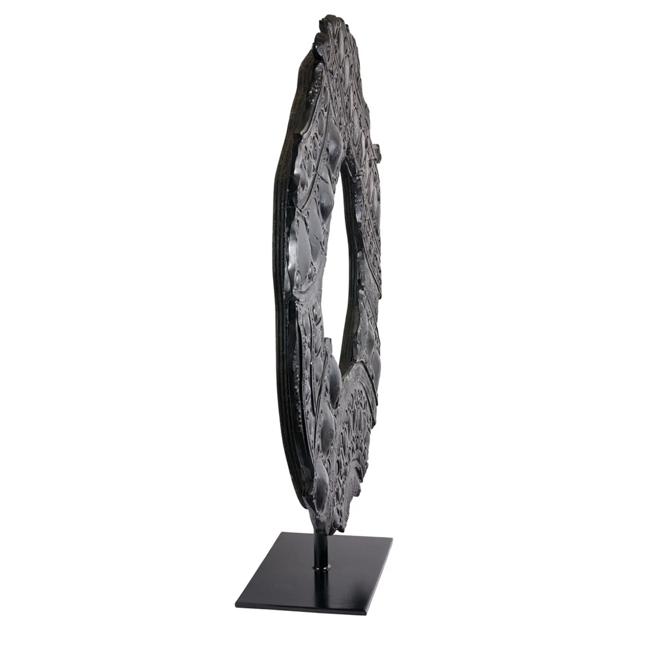 Néra Black Ceramic Sculpture with Pedestal by Gabriele Mengoni