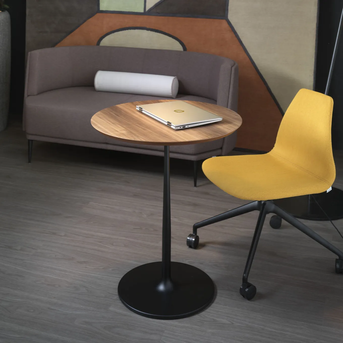 Nuki Yellow Swivel Office Chair with Castors