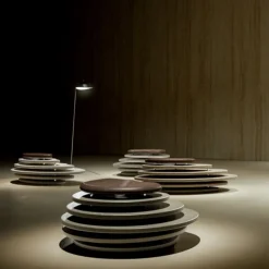 Oasi N.1 Seating in Travertino Paglierino and Aged Larch