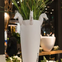 Obice Horse 5 Heads White Decorative Vase